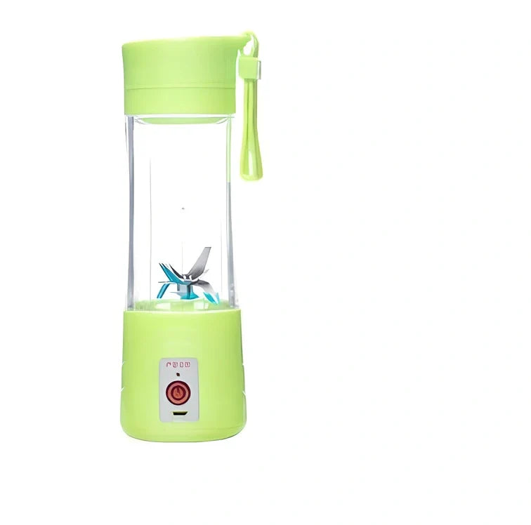 Portable blender with 400ml transparent cup, USB charging port, and 6 stainless steel blades