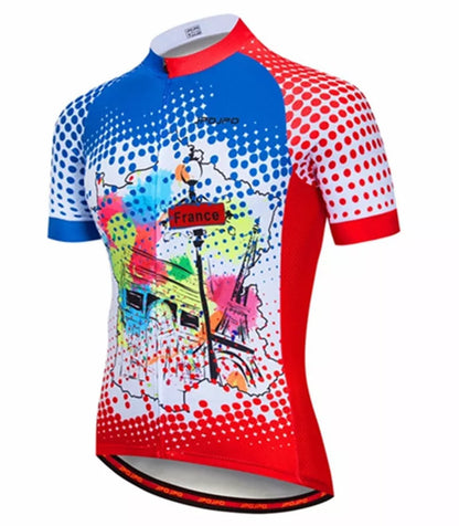Breathable summer cycling jersey for men and women in vibrant patterns