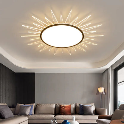 Round aluminium LED ceiling lamp with remote control for dimming, available in multiple sizes