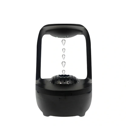 White anti-gravity humidifier showing upward water droplets with 500ml tank and USB-C cable