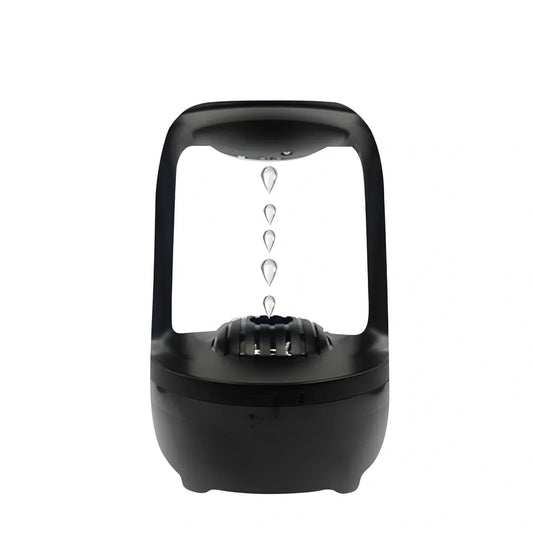 White anti-gravity humidifier showing upward water droplets with 500ml tank and USB-C cable