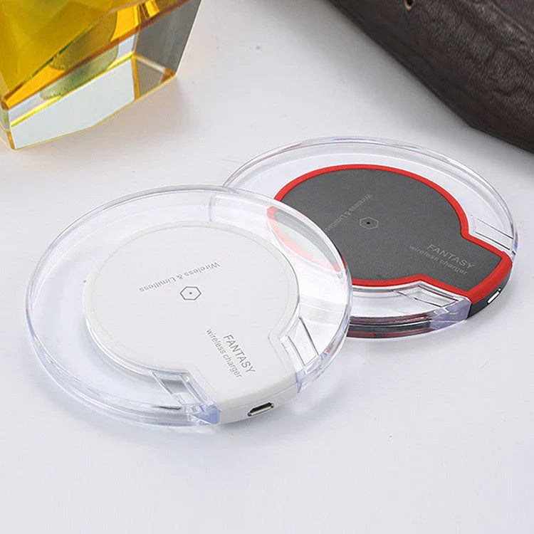 Sleek wireless charging pad with non-slip silicone surface and automatic charging for Apple and Samsung devices