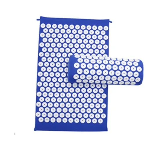 Lotus-shaped acupressure mat and pillow set in blue colour for massage therapy