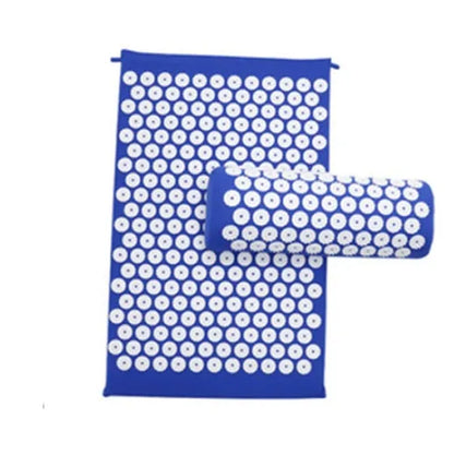 Lotus-shaped acupressure mat and pillow set in blue colour for massage therapy