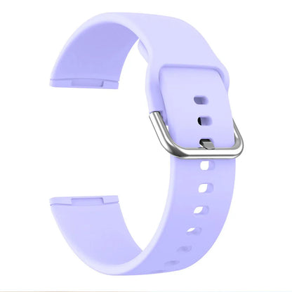 Silicone strap for Fitbit Versa 3 and Sense 2 in multiple colours with silver buckle on wrist