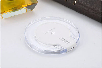 Sleek wireless charging pad with non-slip silicone surface and automatic charging for Apple and Samsung devices