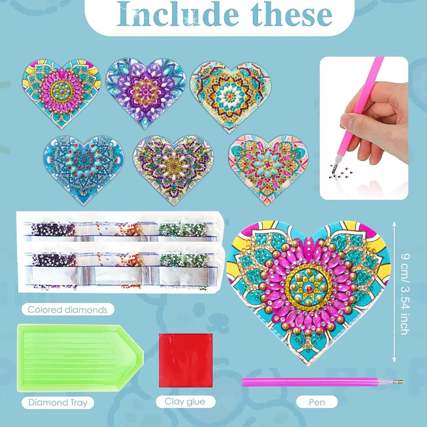 Six PU leather bookmarks with handmade crystal floral patterns, cornerite design, modern simplicity style