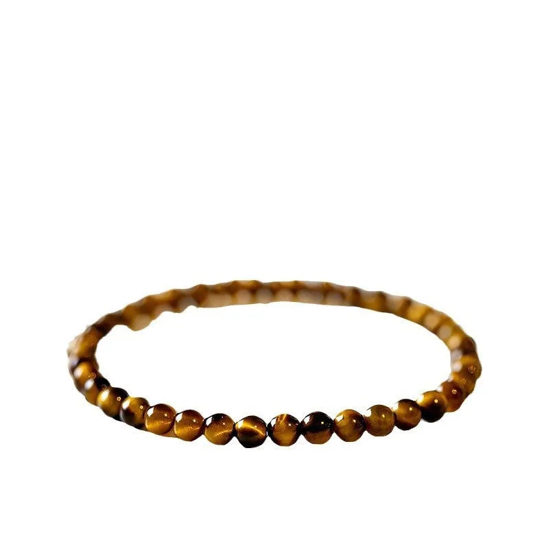 Handcrafted geometric tigereye bracelet in new Chinese style, showing 4mm, 6mm, and 8mm bead size options.