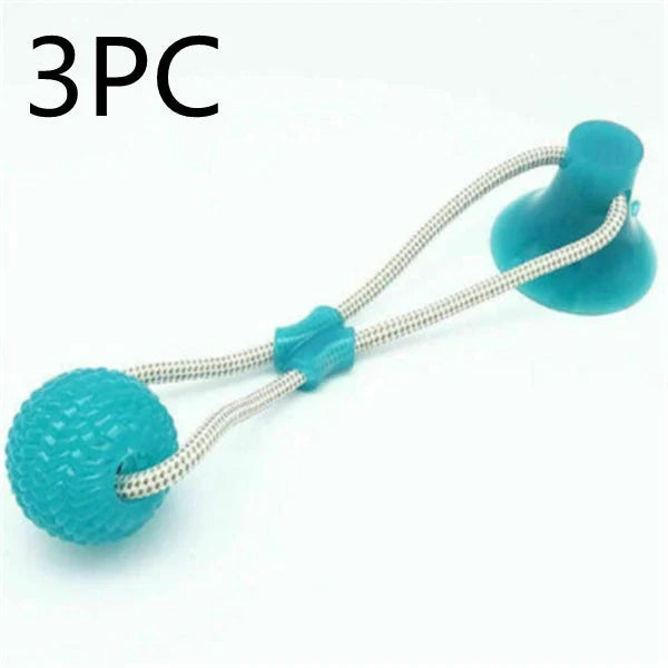 Multi-function dog chew toy with colorful rubber and cotton fiber rope for dental care and playtime