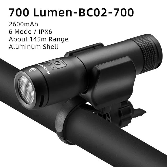 ROCKBROS YQ-QD black bicycle light with USB charging and 400 lumen brightness