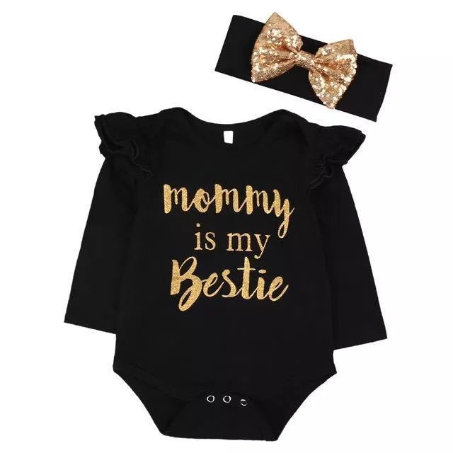 Hip-hop style baby one-piece set with head scarf, made from 100% cotton