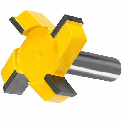 Four-blade T-shaped slotting knife for woodworking, carbide-tipped for durability