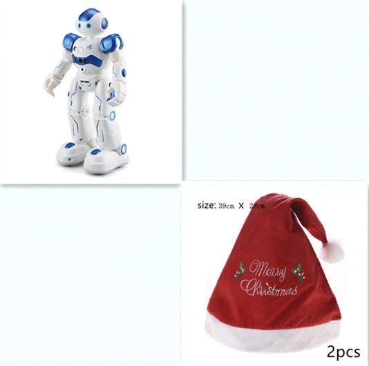 A remote-controlled robot toy with music and dance features, designed for children's entertainment and engagement.