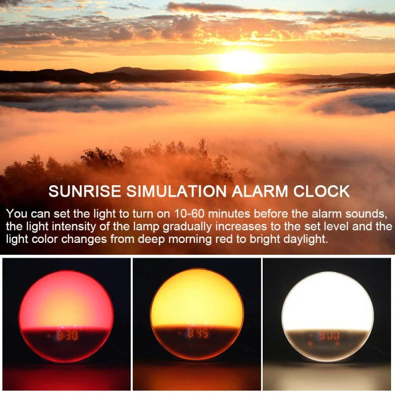 Intelligent Wake-Up Light with Simulated Sunrise, Natural Sounds, and Customizable Settings