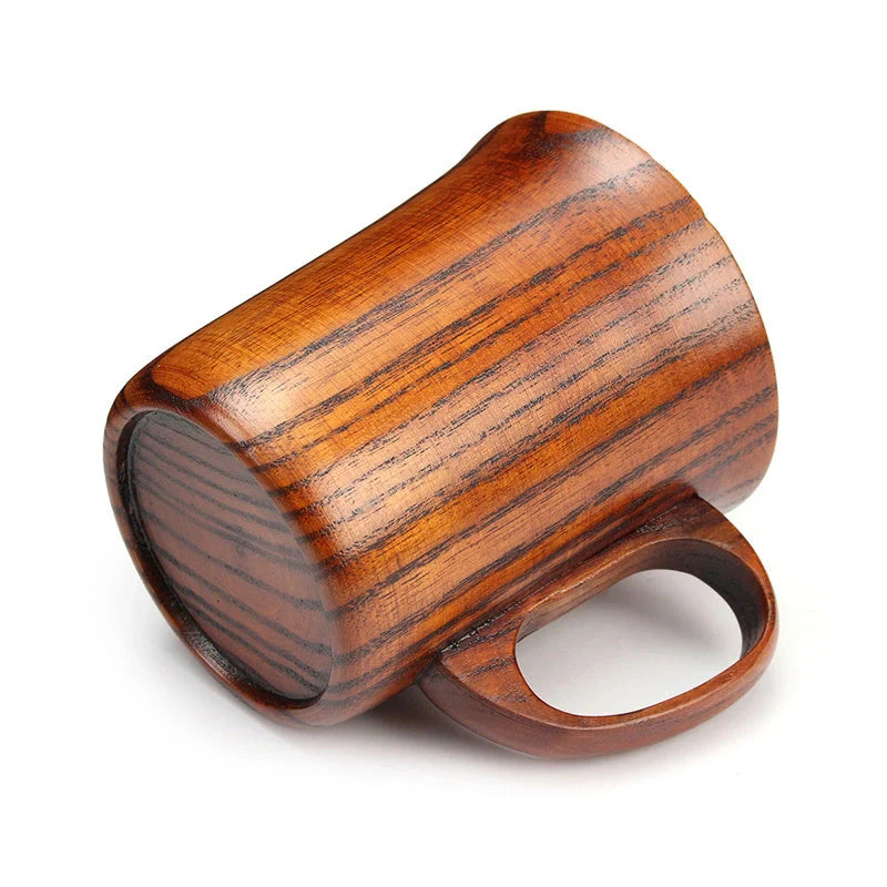 Handcrafted Jujube Wood Retro Japanese Style Mug with ergonomic handle and rustic design