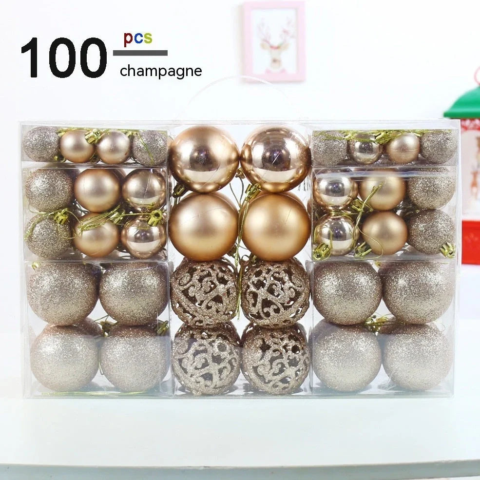 100 Christmas matte decorative balls in 12 colours including champagne, lake blue and rose red