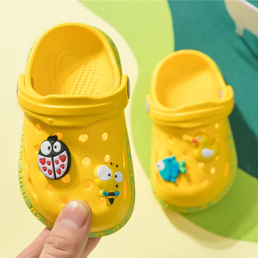 Children's summer slippers with ventilation holes in upper and EVA soles, shown in royal blue colour
