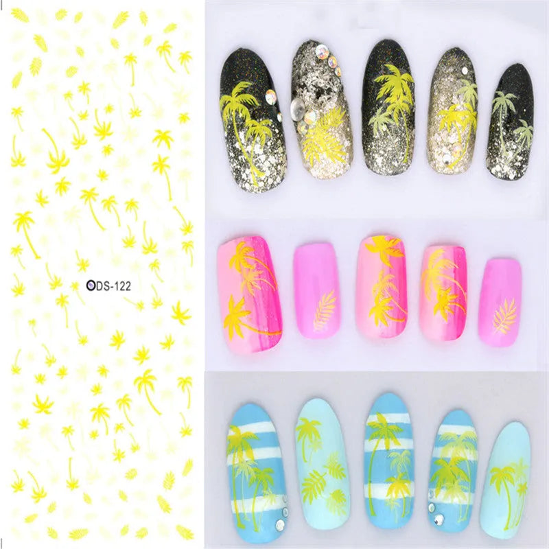 Watermark nail sticker decal sheet with transparent scratch-resistant film and colour options DS103 to DS125.