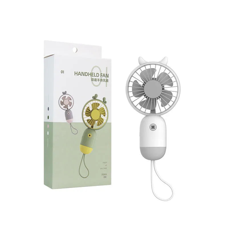 Handheld Portable Mini Fan in ABS and Silicone with 500mAh Battery, 3.7V 1.5W, 2-Hour Charge, 2.5-4 Hour Working Time, Green Pink Purple White