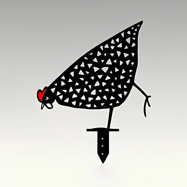 Set of powder-coated metal chicken yard art stakes, sizes 15-35 cm, with lifelike hen silhouettes for garden decor