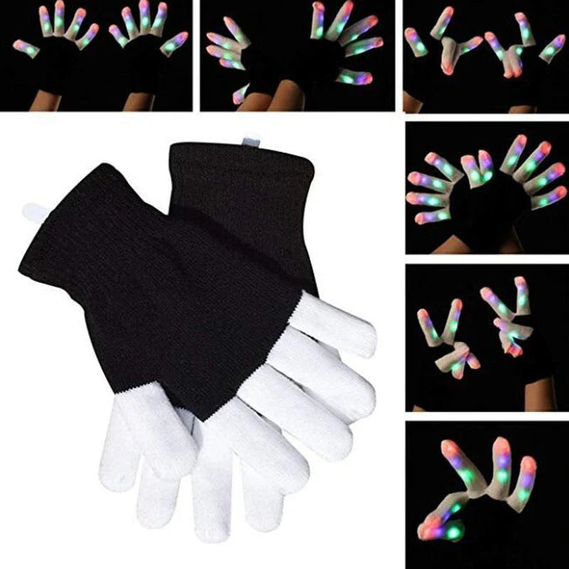 Premium colorful LED glowing gloves with vibrant lighting effects for dance, performance, and nightlife activities