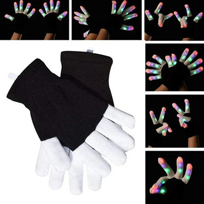 Premium colorful LED glowing gloves with vibrant lighting effects for dance, performance, and nightlife activities
