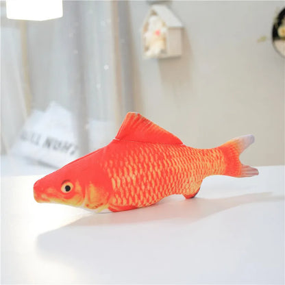 Electronic jumping fish cat toy 30cm length USB rechargeable multicolour PP material