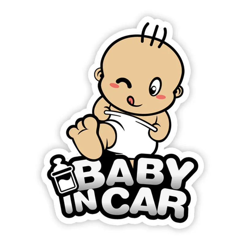 Baby On Board reflective car sticker B033 with PET material in multiple baby-themed designs