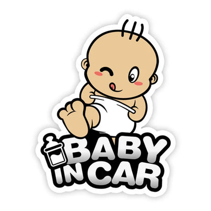 Baby On Board reflective car sticker B033 with PET material in multiple baby-themed designs