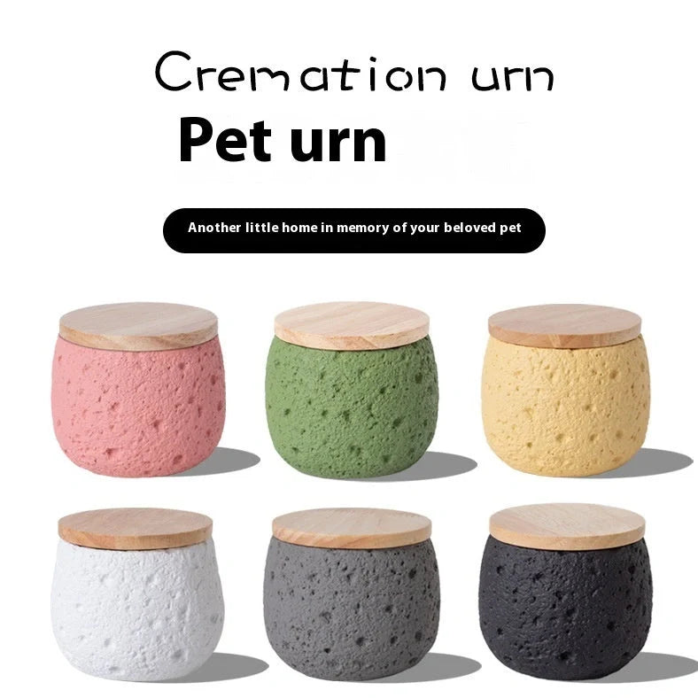 Handmade cement pet cinerary casket in rectangular shape with handcrafted texture, shown in one of six available colours