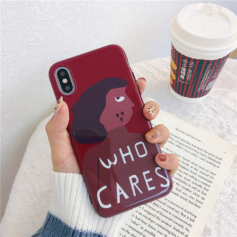 Stylish phone case with a vibrant illustration of a carefree brown-skinned girl, featuring a whimsical design inspired by Japanese and Korean style.