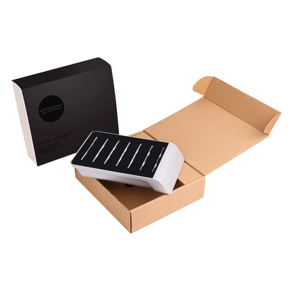 6-port USB charging hub with sleek, space-saving design and intelligent fast charging technology