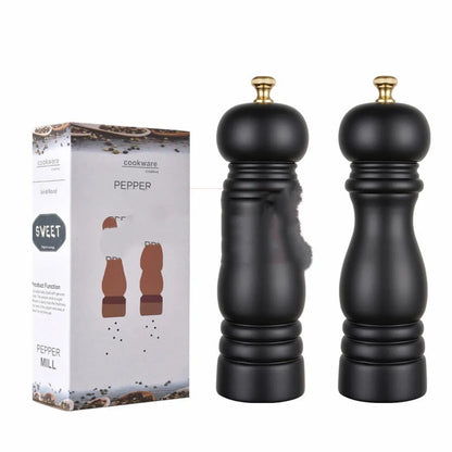 Beech wood manual pepper mill with stainless steel and ceramic core for solid seasonings