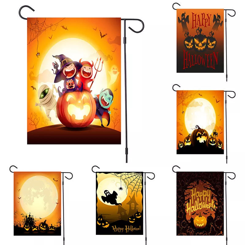 Halloween Series Garden Banner with double-sided polyester design, 32*47cm