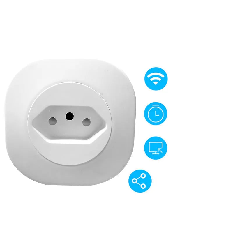 Smart socket plug with dimensions 70mm x 70mm x 72mm, VO grade flame retardant material, and WIFI voice control