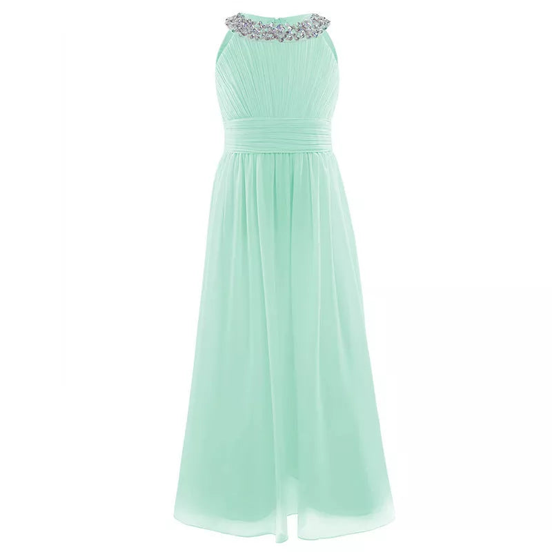 Girl's elegant piano performance and birthday princess dress in various colors