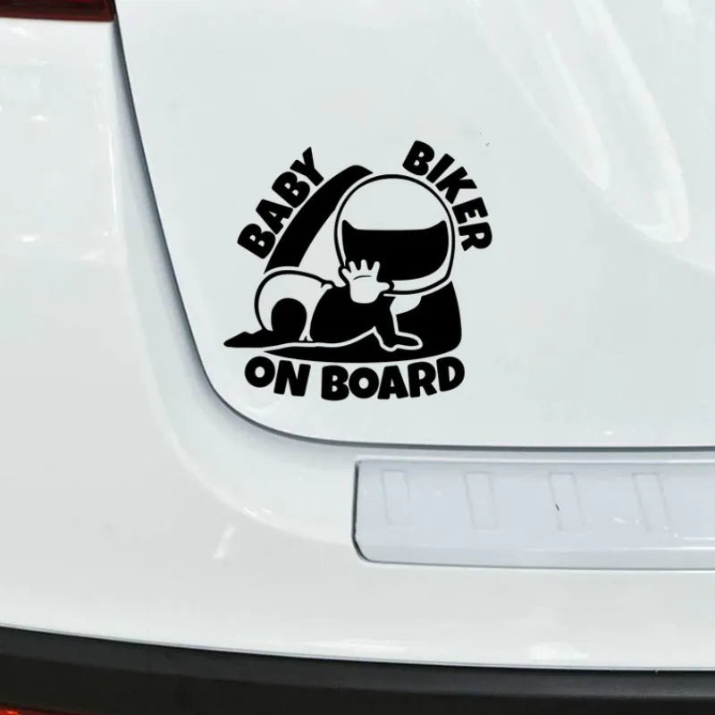 BABY ON BOARD Car Stickers - Reflective Personality Warning Stickers in Black or White for Your Vehicle Rear Window or Back Bumper, 14.5 cm by 15 cm Safety Stickers