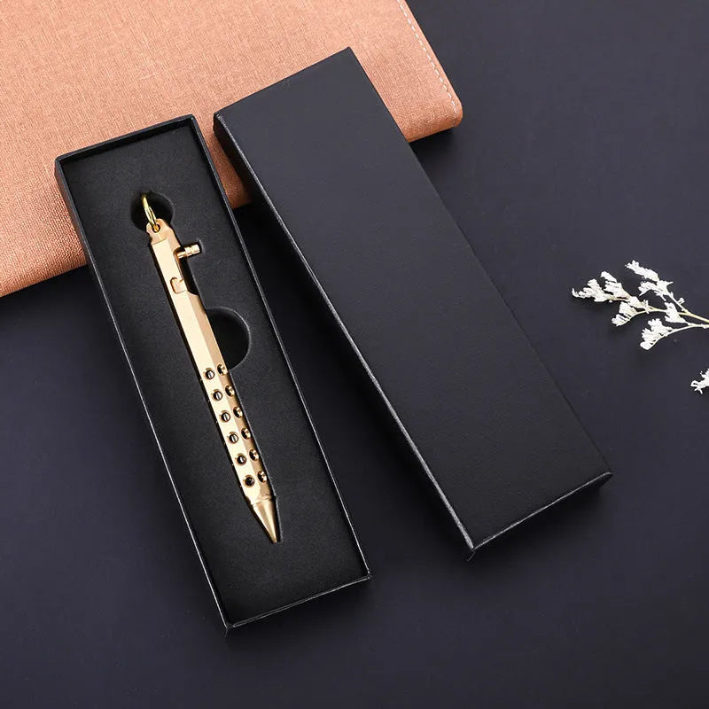 Brass hexagonal bolt action roller pen with 0.5mm tip in natural or black finish