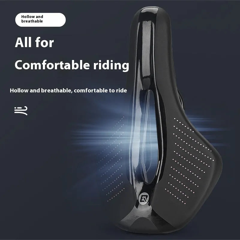 Medium-sized black and pink PU foam bicycle seat cushion for mountain bikes and road bikes