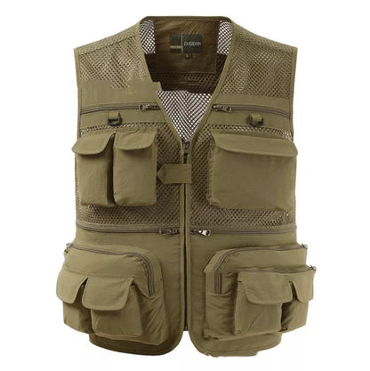 Men's professional photography vest with multiple pockets in various colors