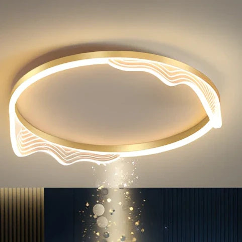 50cm acrylic ceiling light with remote control showing gold-coffee finish and LED illumination