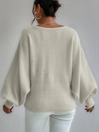 Women's lantern-sleeved pullover sweater with printed design in various colors