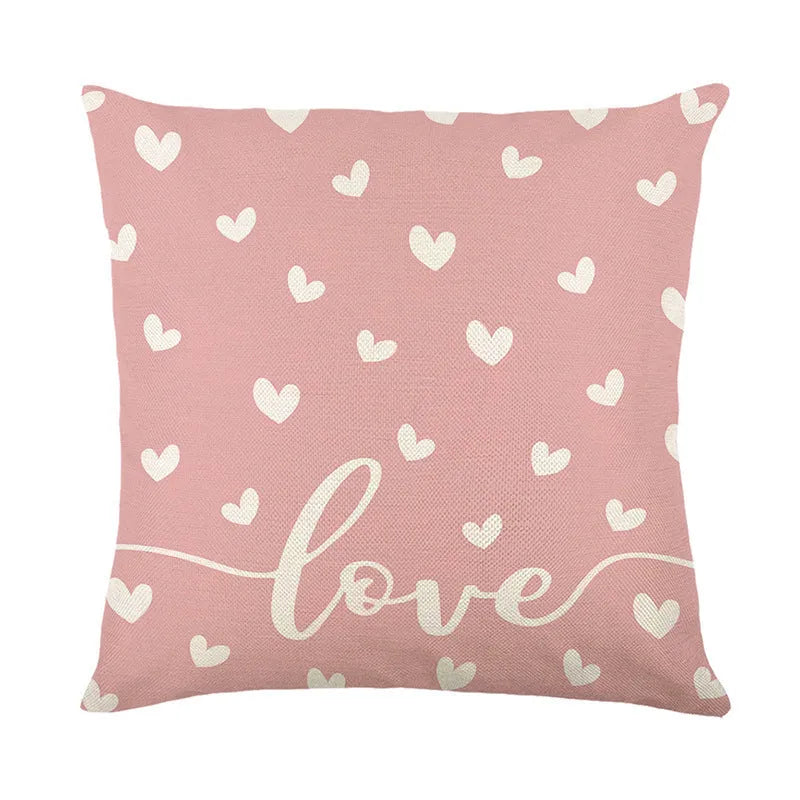 Plaid heart printed pillow cover measuring 45x45cm with four colour options for Valentine's Day home decor