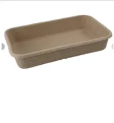 Brown disposable biodegradable cat litter box shown in three different sizes.