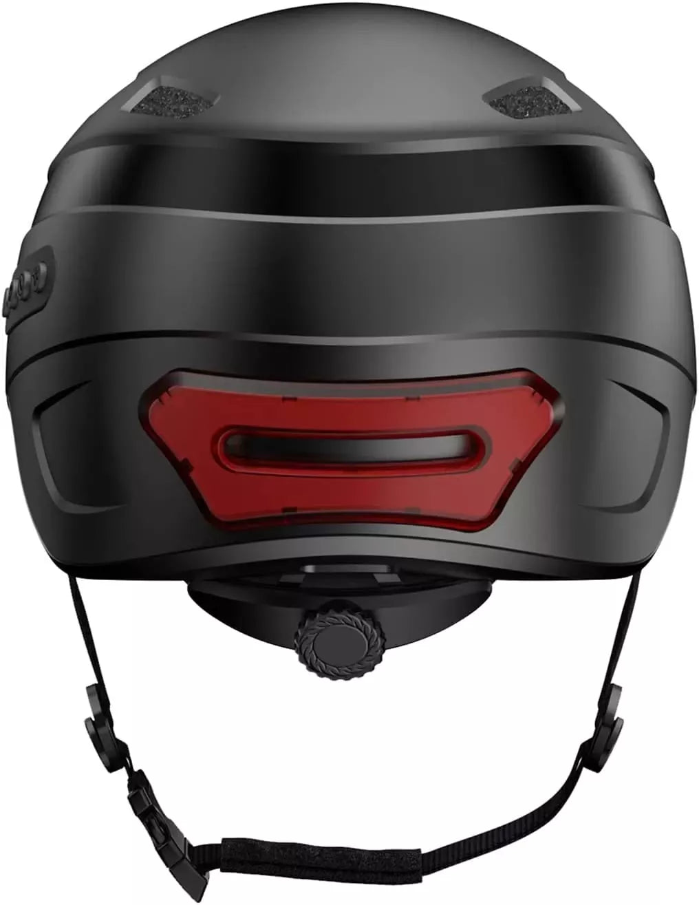 Black riding helmet with built-in camera and Bluetooth turn signal