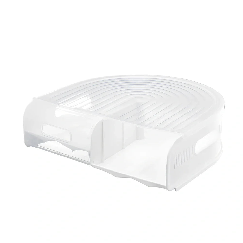 Stackable U-shaped egg storage box with semi-transparent PP construction showing egg compartments