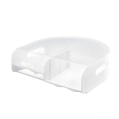 Stackable U-shaped egg storage box with semi-transparent PP construction showing egg compartments