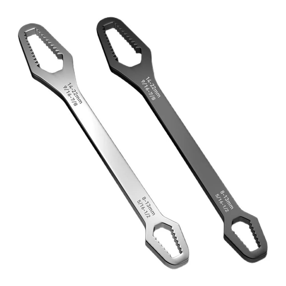 Dual-headed wrench made of durable 45# steel with a galvanized finish, designed for versatile household use