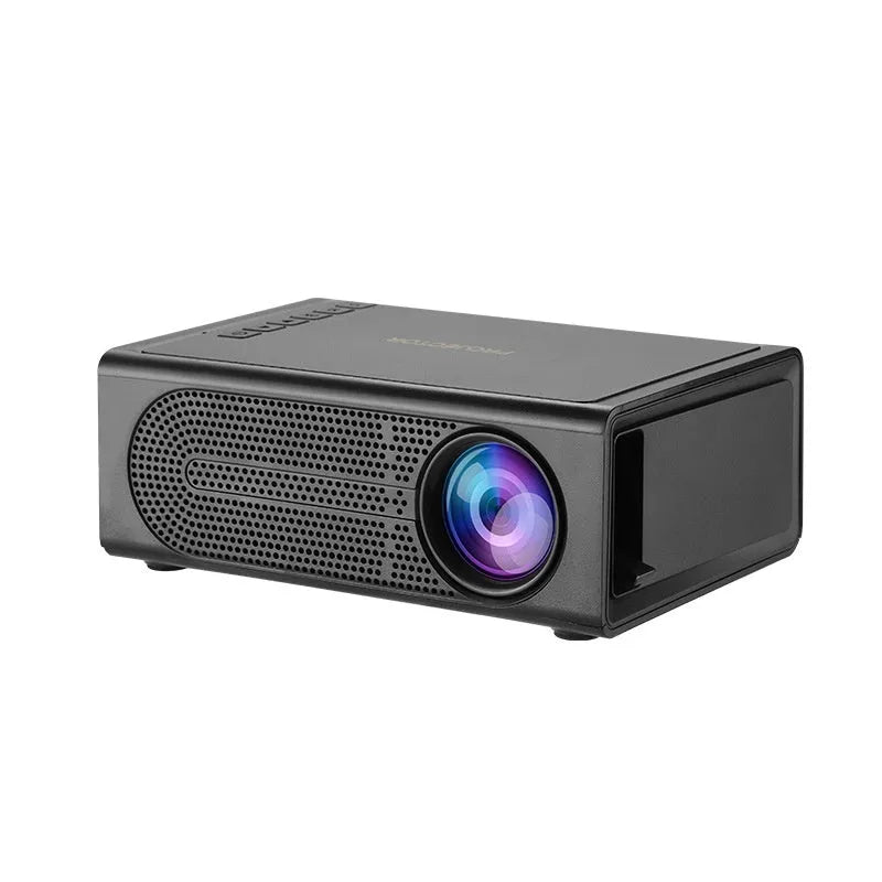 Black or white portable mini projector with mobile phone wired connection and international power adaptors