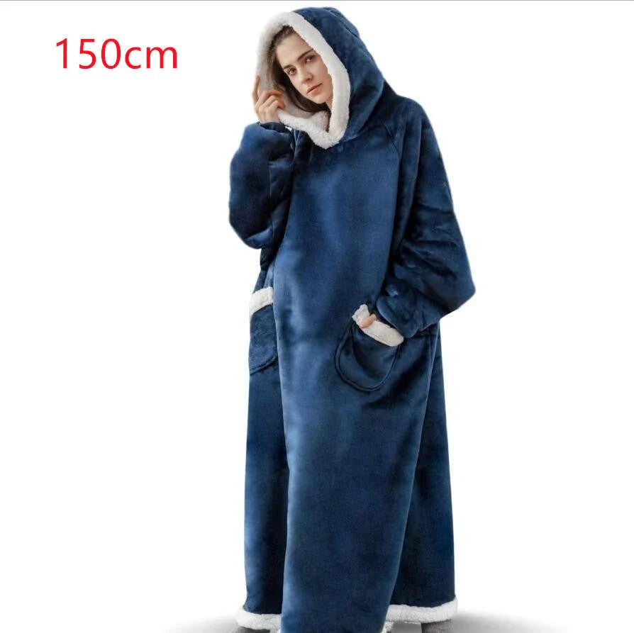 Cozy TV Blanket Hoodie in a variety of colors, featuring a plush polyester design with a front pocket and adjustable drawstring hood